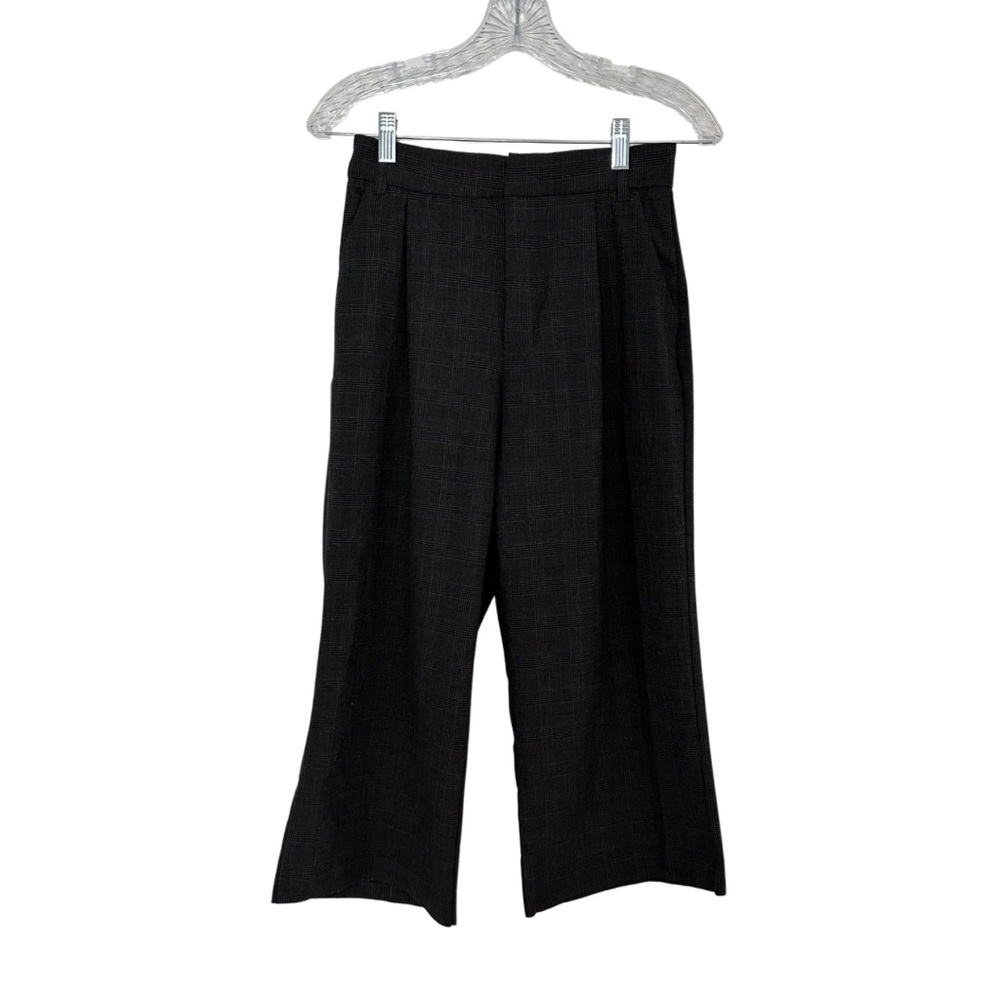 Zara Charcoal Patterned Wide Leg High Rise Pant Size XS